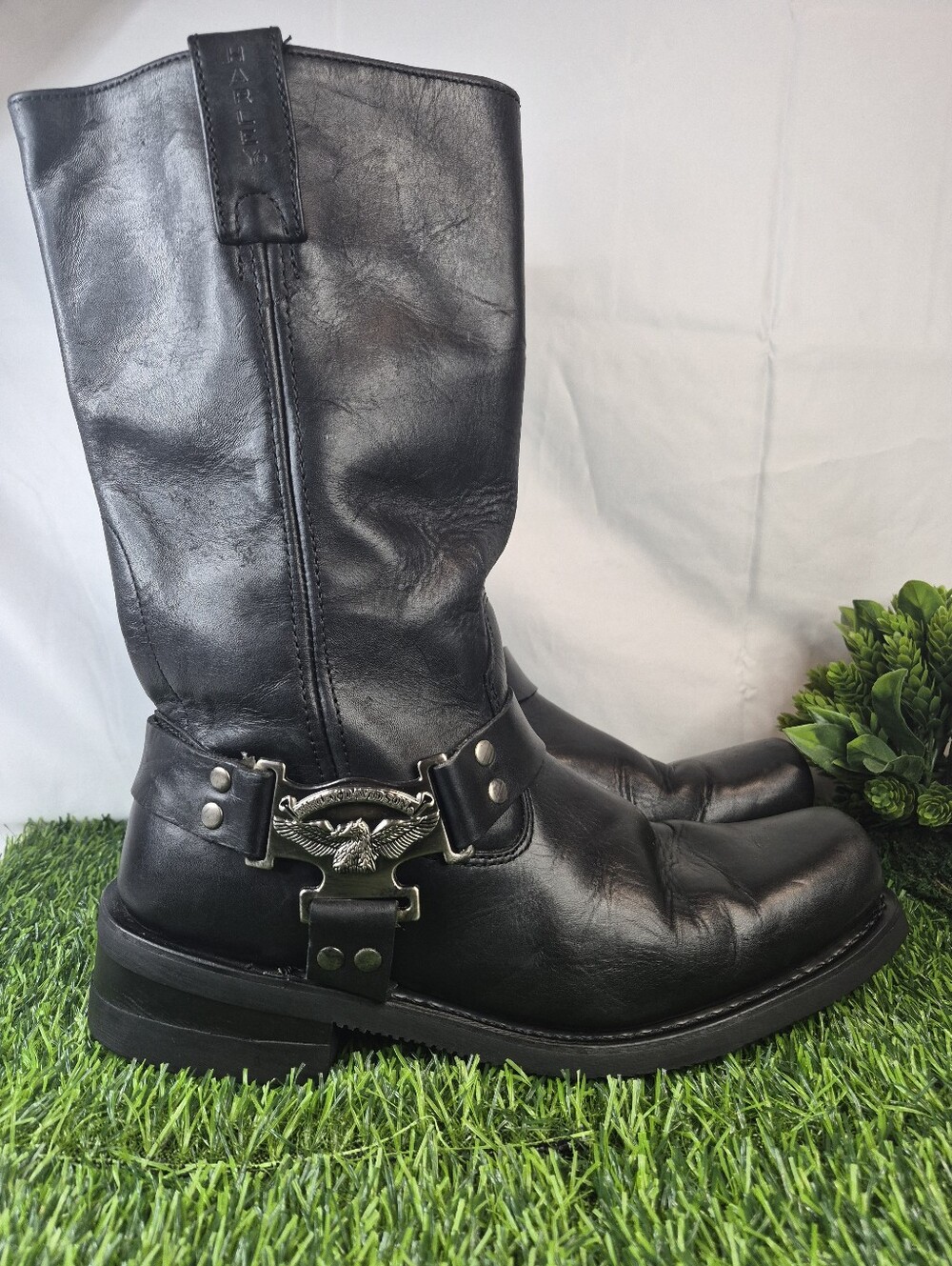 Harley-Davidson Men’s 12 Black Leather Harness Motorcycle Engineer Boots 98408